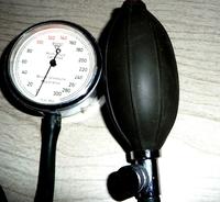 An aneroid blood pressure meter.